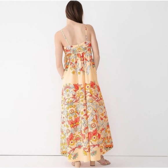 J.Crew Keyhole Cotton Poplin Maxi Dress Tropical Floral Vacation Boho Size 12 - Picture 3 of 16